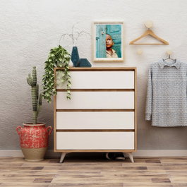 Hanah Home Cómoda Moderna Roble y Blanco con 4 Cajones